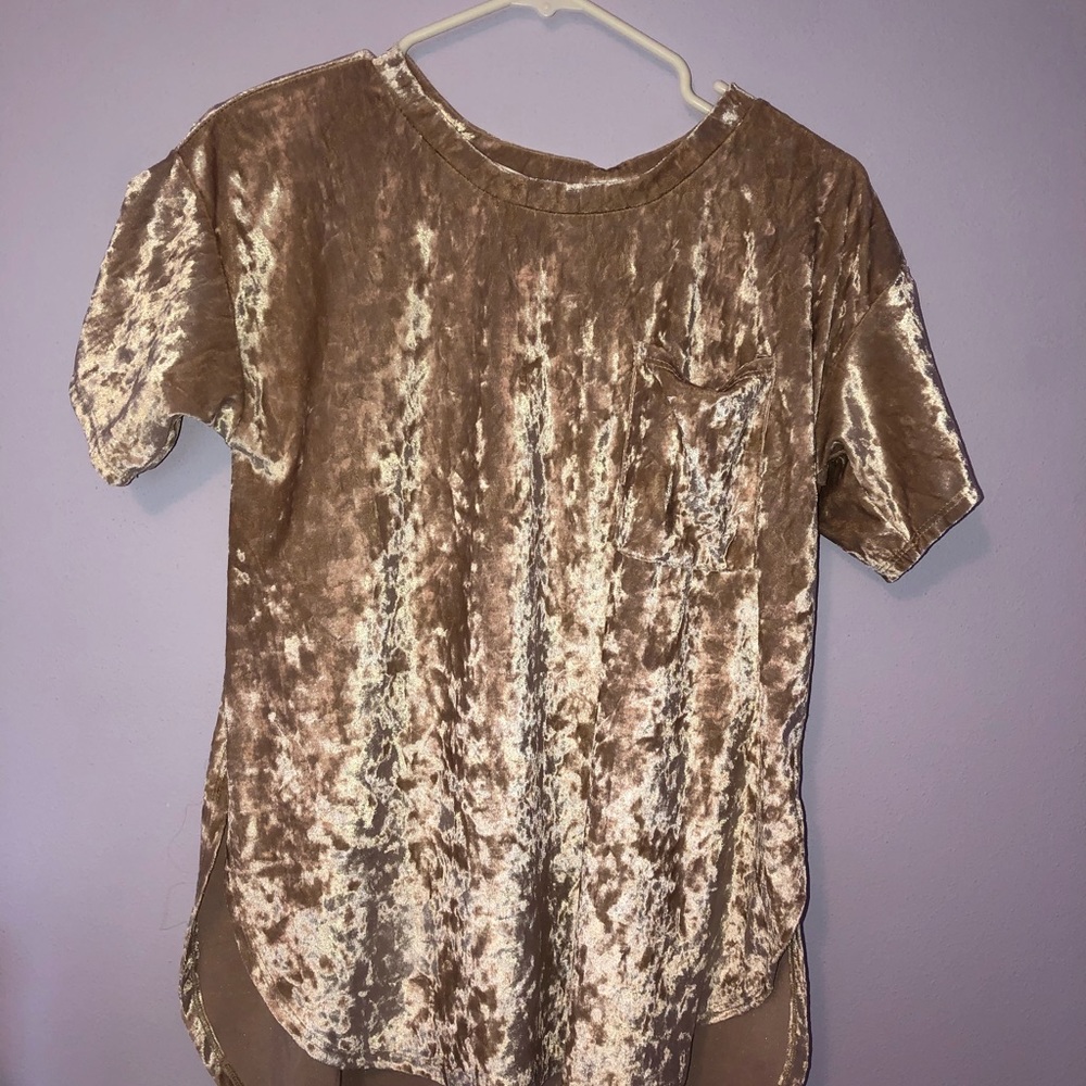 Gold velvet t shirt